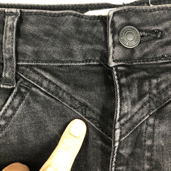 Free People Riley Seamed Skinny Jeans High Rise Washed Black 24 - Picture 4 of 9